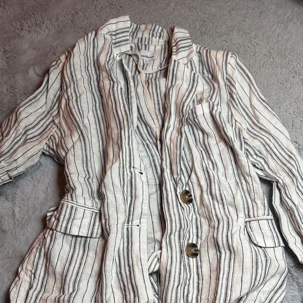 Heartloom Black and White Striped Blazer